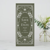 Olive & White Mystieke Tarot Kaart Save the Date (Staand voorkant)
