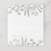 Olive Wildflower bruiloft gevouwen plaats kaart Plaatskaartje (Buitenkant ongevouwen)