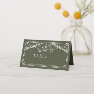 Olive & Wit Gotische Tarot Kaart Bruiloft Plaatskaartje