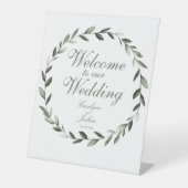Olive Wreater Welkom bij onze bruiloft legant Reclamebord Met Voetstuk (Voorkant)