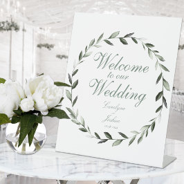 Olive Wreater Welkom bij onze bruiloft legant Reclamebord Met Voetstuk
