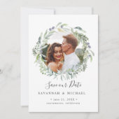 Olive Wreatfoto bruiloft, behalve de datum Save The Date (Voorkant)