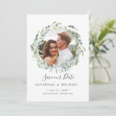 Olive Wreatfoto bruiloft, behalve de datum Save The Date (Staand voorkant)