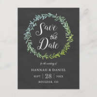 Olive Wreath Chalkboard Save the Date Sjabloon
