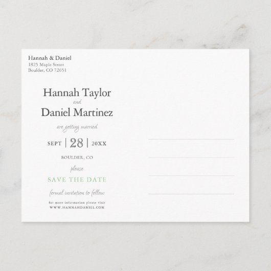 Olive Wreath Chalkboard Save the Date Sjabloon Briefkaart (Achterkant)