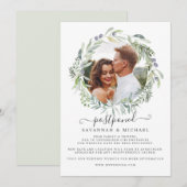 Olive Wreath Foto: Uitgestelde bruiloft Save The Date (Voorkant / Achterkant)