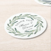 Olive Wreath Greenery Wedding Dank je wel Ronde Kartonnen Onderzetter (Gebogen)