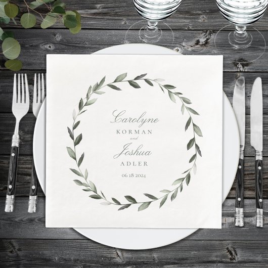 Olive Wreath Wedding Elegant Servet