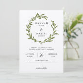 Olive Wreath Wedding Kaart (Staand voorkant)