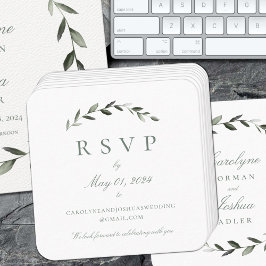 Olive Wreath Wedding Online RSVP Enclosure Kaart Vierkante Visitekaartje