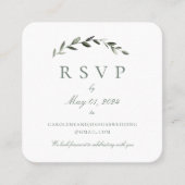 Olive Wreath Wedding Online RSVP Enclosure Kaart Vierkante Visitekaartje (Voorkant)