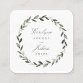 Olive Wreath Wedding Online RSVP Enclosure Kaart Vierkante Visitekaartje (Achterkant)
