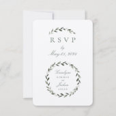Olive Wreator Wedding No Meal RSVP Card (Voorkant)
