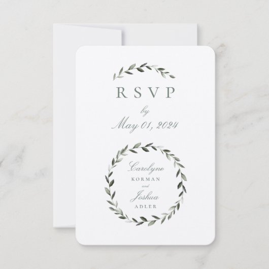 Olive Wreator Wedding No Meal RSVP Card (Voorkant)