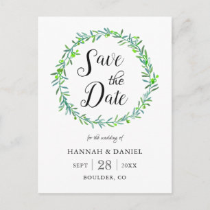 Olive Wreats Wedding Save the Date Aankondigingskaart