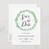 Olive Wreats Wedding Save the Date Aankondigingskaart (Voorkant / Achterkant)