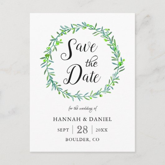 Olive Wreats Wedding Save the Date Aankondigingskaart (Voorkant)