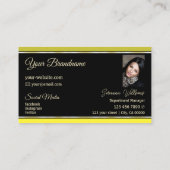 Olive Yellow Borders op zwart met Logo en foto Visitekaartje (Achterkant)
