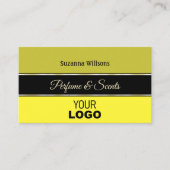 Olive Yellow Borders op zwart met Logo en foto Visitekaartje (Voorkant)
