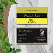 Olive Yellow Borders op zwart met Logo en foto Visitekaartje