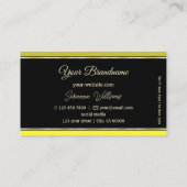 Olive Yellow Borders op Zwart Modern met Logo Visitekaartje (Achterkant)
