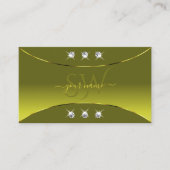 Olive Yellow met Gold Decor Diamonds en monogram Visitekaartje (Voorkant)
