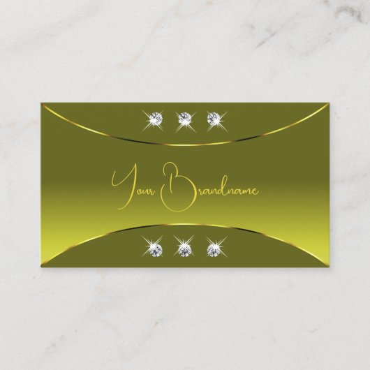 Olive Yellow Ombre met Gold Decor Sparky Diamonds Visitekaartje (Voorkant)