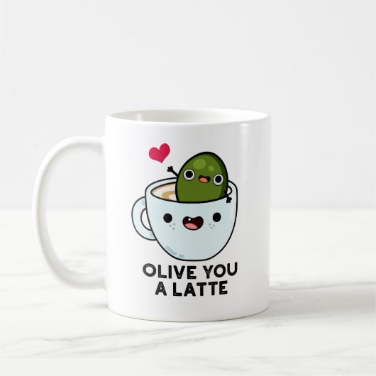 Olive You a Latte Funny Food Pun Koffiemok (Links)