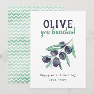 Olive You Bunches Kinder School Valentijnse kaarte Feestdagenkaart