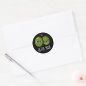 Olive You Funny Love Pun Dark BG Ronde Sticker (Envelop)