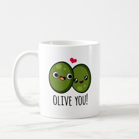 Olive You Funny Love Pun Koffiemok (Links)