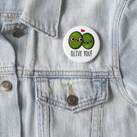 Olive You Funny Love Pun Ronde Button 5,7 Cm (In situ)