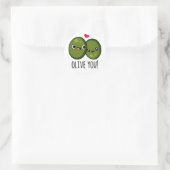 Olive You Funny Love Pun Ronde Sticker (Tas)