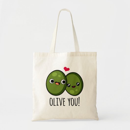 Olive You Funny Love Pun Tote Bag (Voorkant)