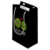 Olive You Funny Olive Pun Dark BG Klein Cadeauzakje (Voorkant Gekanteld)