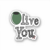 "Olive You" gestanste Sticker (Voorkant)