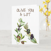 Olive you heel veel Schattige woordspeling valenti Kaart (Gele Bloem)