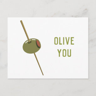 Olive You (I Love You) Funny Romantic Valentine Feestdagenkaart