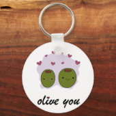 "Olive You" Ik hou van je cadeau voor zijn/haar Mo Sleutelhanger (Voorkant)
