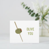 Olive You (Ik hou van je) Grappige romantische Val Feestdagenkaart (Staand voorkant)