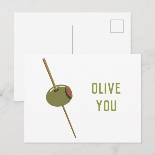 Olive You (Ik hou van je) Grappige romantische Val Feestdagenkaart (Voorkant / Achterkant)