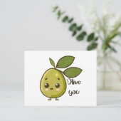 "Olive You" Kawaii Olive Briefkaart (Staand voorkant)