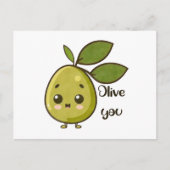 "Olive You" Kawaii Olive Briefkaart (Voorkant)