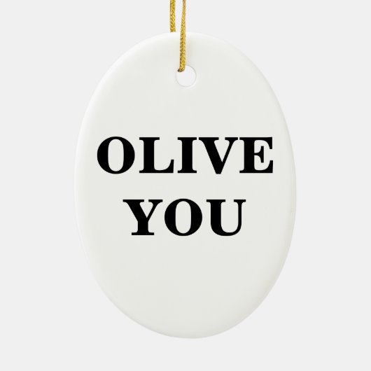 Olive You Kerstversiering Keramisch Ornament (Achterkant)