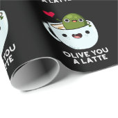 Olive You Latte Funny Food Pun Dark BG Cadeaupapier (Rol Hoek)