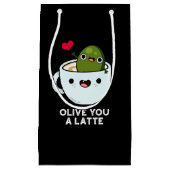 Olive You Latte Funny Food Pun Dark BG Klein Cadeauzakje (Voorkant)