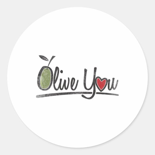 Olive You - Love Pun Ronde Sticker (Voorkant)