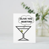 Olive You Martini Briefkaart (Staand voorkant)