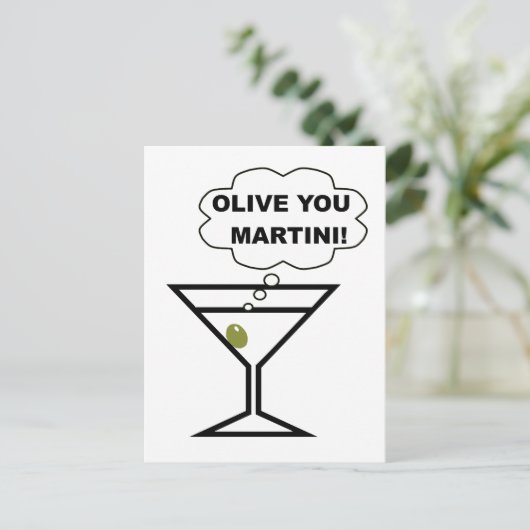 Olive You Martini Briefkaart (Staand voorkant)