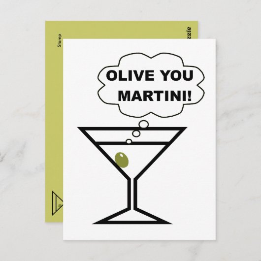 Olive You Martini Briefkaart (Voorkant / Achterkant)
